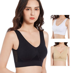 3 Pcs Mesh Sports Bra Seamless V-Neck Sexy Cropped Tops Women's Activewear