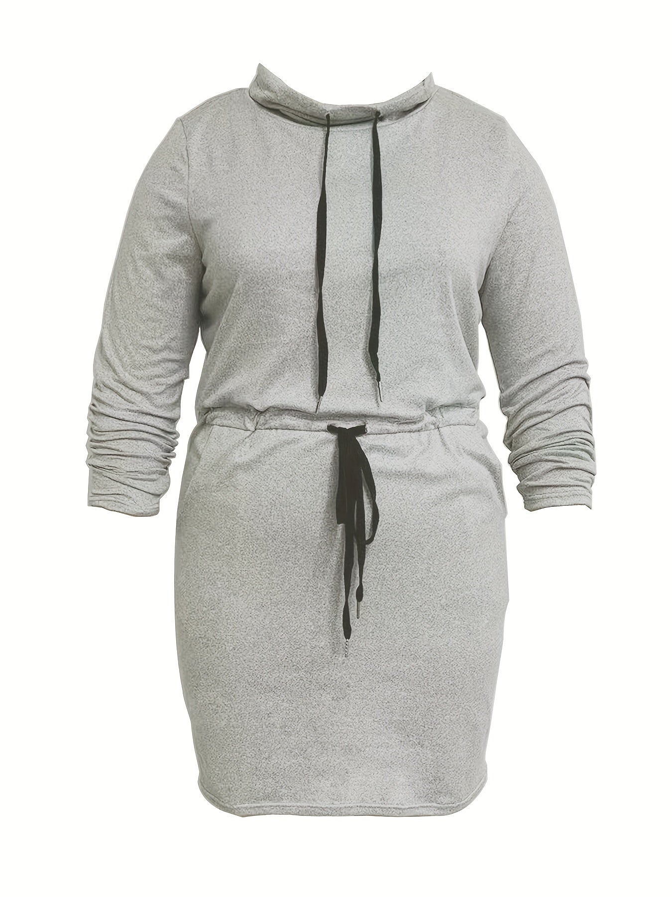  Long Sleeve Casual Dress with Drawstring Waist