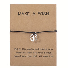 Four Leaf Clover Pendant Bracelet with Blessing Card