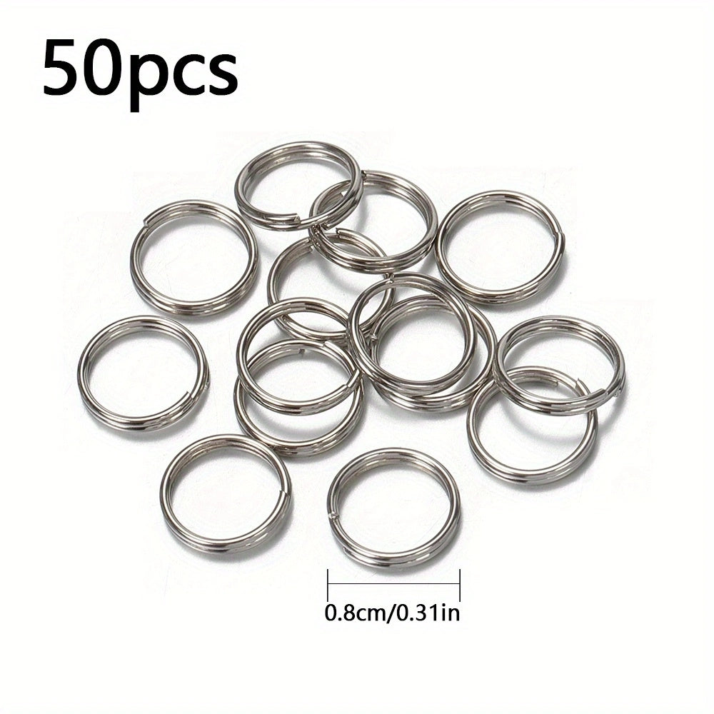 50pcs Metal Keyring Blank Circle DIY Keychain Jewelry Making 6 20mm