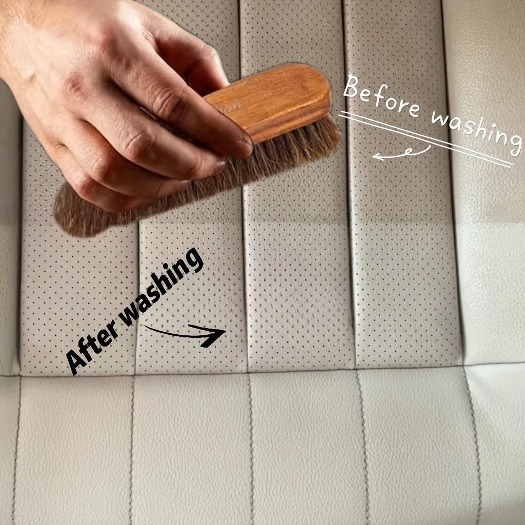 Car Wash Brush Horsehair Wooden Brush for Detailing Polishing Buffing Cleaning