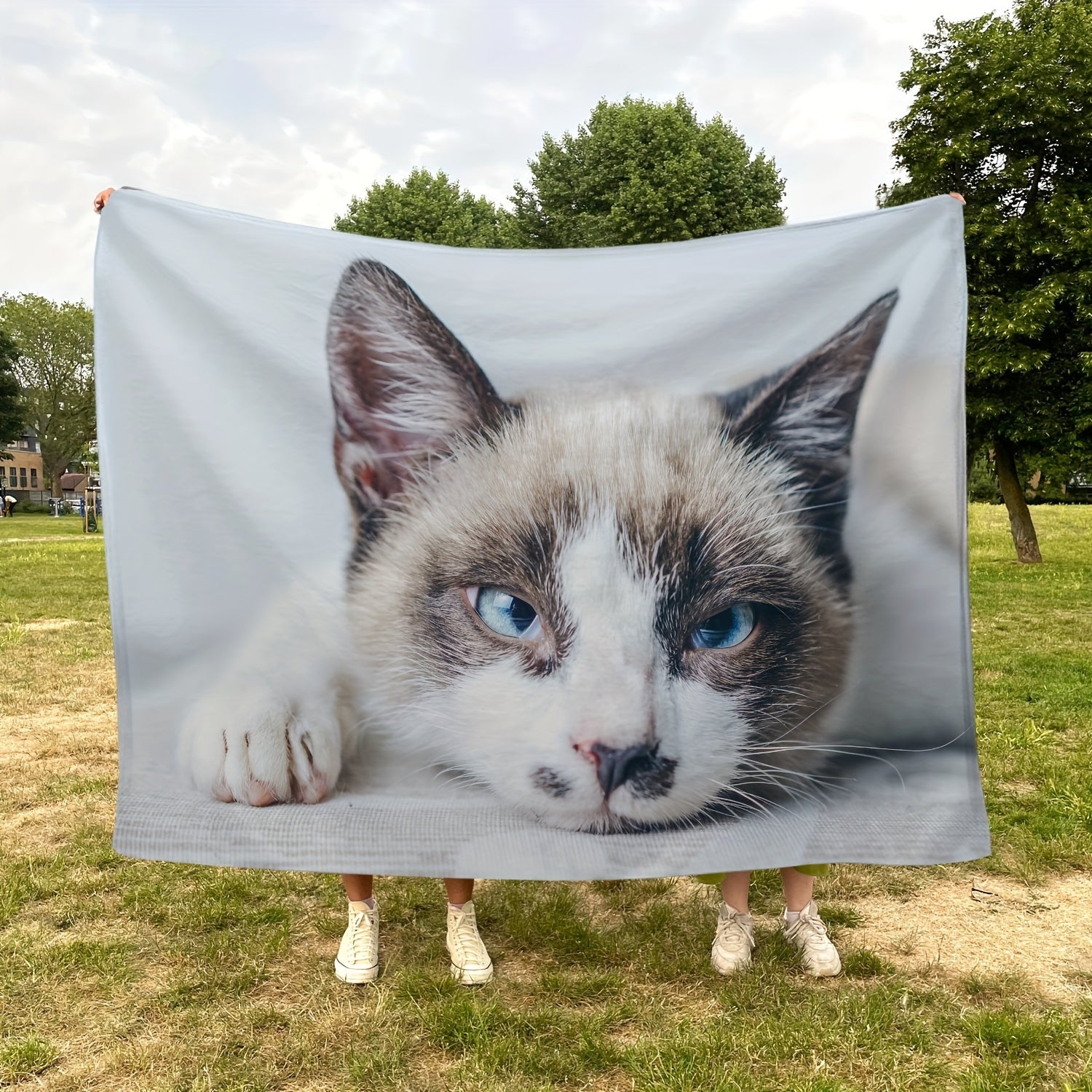 Creative Cat Blanket Fluffy Flannel Soft Lightweight Blanket for Sofa Bed Couch