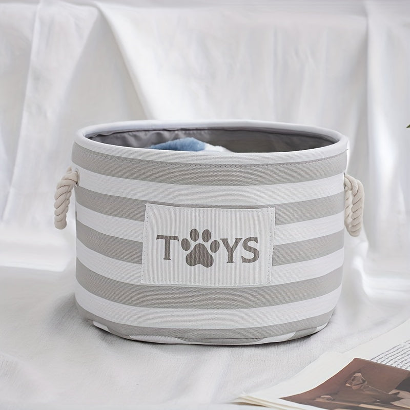 2pcs Cartoon Round Linen Fabric Storage Hamper Doy Claw Printing