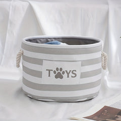 2pcs Cartoon Round Linen Fabric Storage Hamper Doy Claw Printing