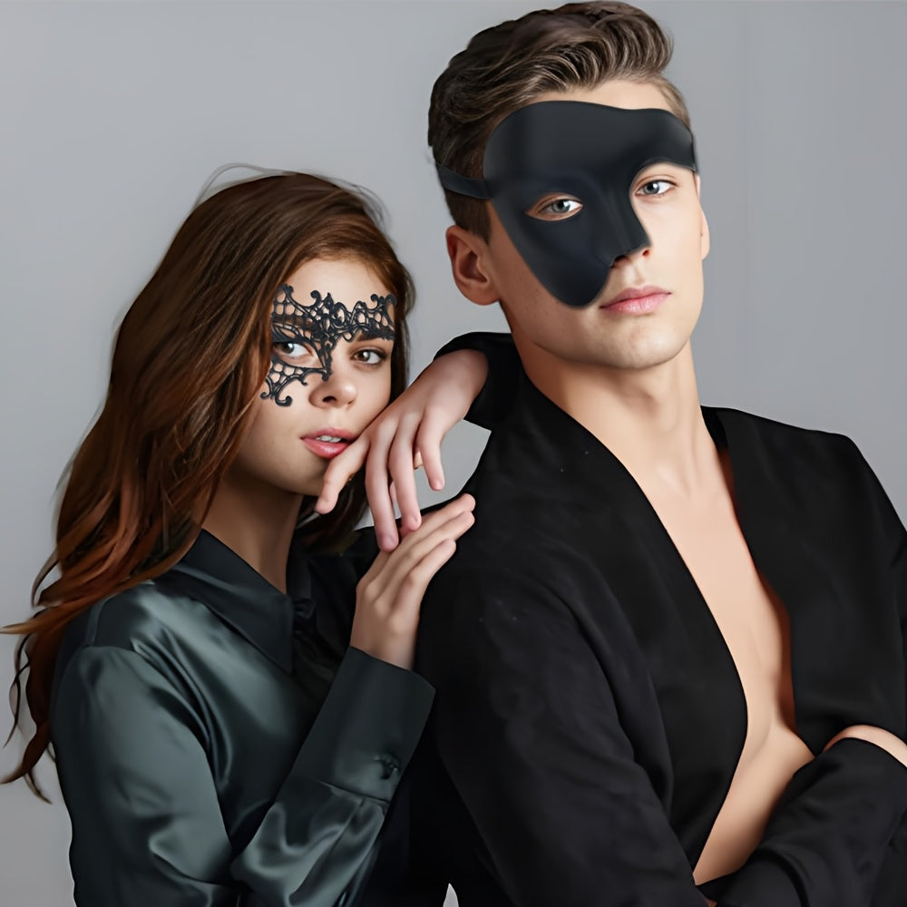 2pcs Venetian Style Masks with Lace Detailing for Couples