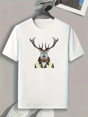 Deer Print Men's Graphic T-shirt for Summer