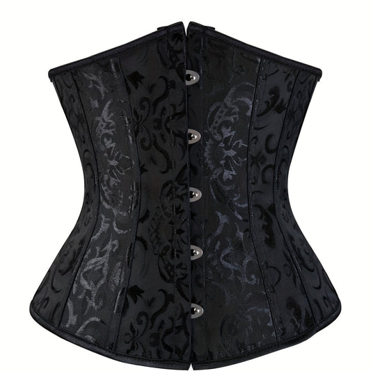 Jacquard Strapless Corset Retro Court Style Lace Up Body Shaper