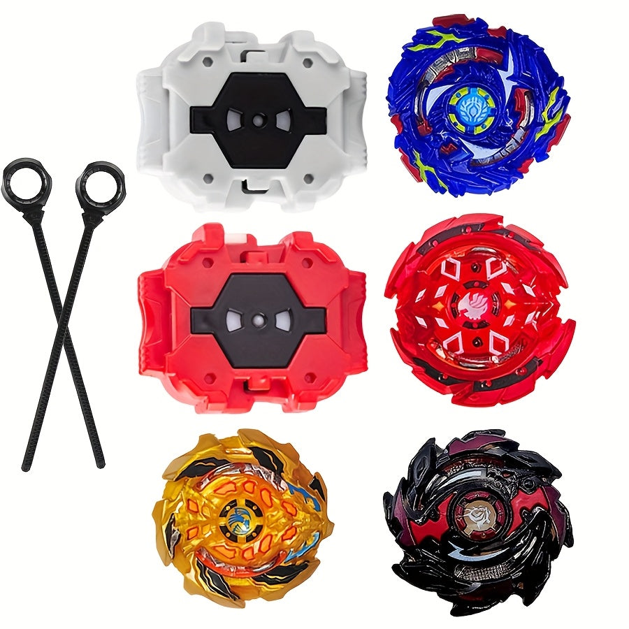 4pcs Spinner Set with Launcher Interactive Spinning Tops