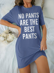 Short Sleeve Crew Neck NightDress Casual Pajama Dress