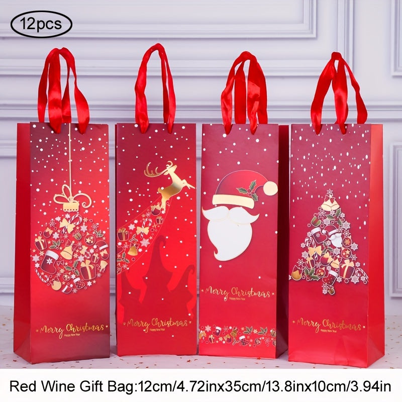 12pcs Christmas Wine Bag Gift Bag for Festive Parties