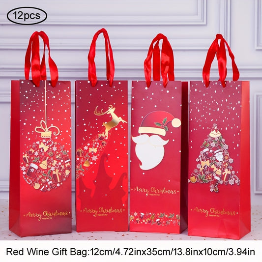 12pcs Christmas Wine Bag Gift Bag for Festive Parties