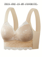 Wireless Lace Bra & Scallop Trim Tank