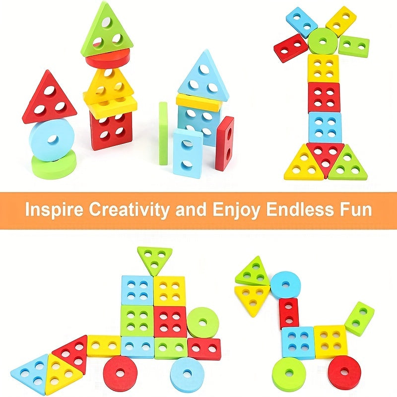 Wooden Sorting And Stacking Toy Shape Sorter Toddlers Montessori