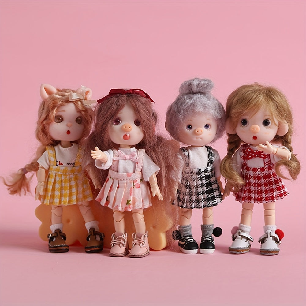 Plaid Skirt with Suspenders for OB11 Dolls