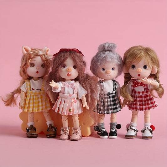 Plaid Skirt with Suspenders for OB11 Dolls