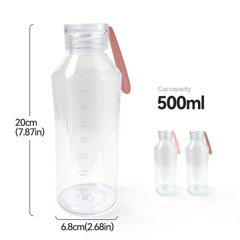 17oz Motivational Water Bottle with Time Marker, BPA-Free Sports Cup
