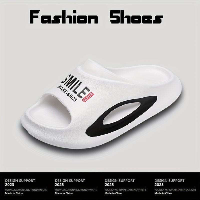 Men's 'SMILE' Non Slip Platform Slides Soft Sole Cloud Slides