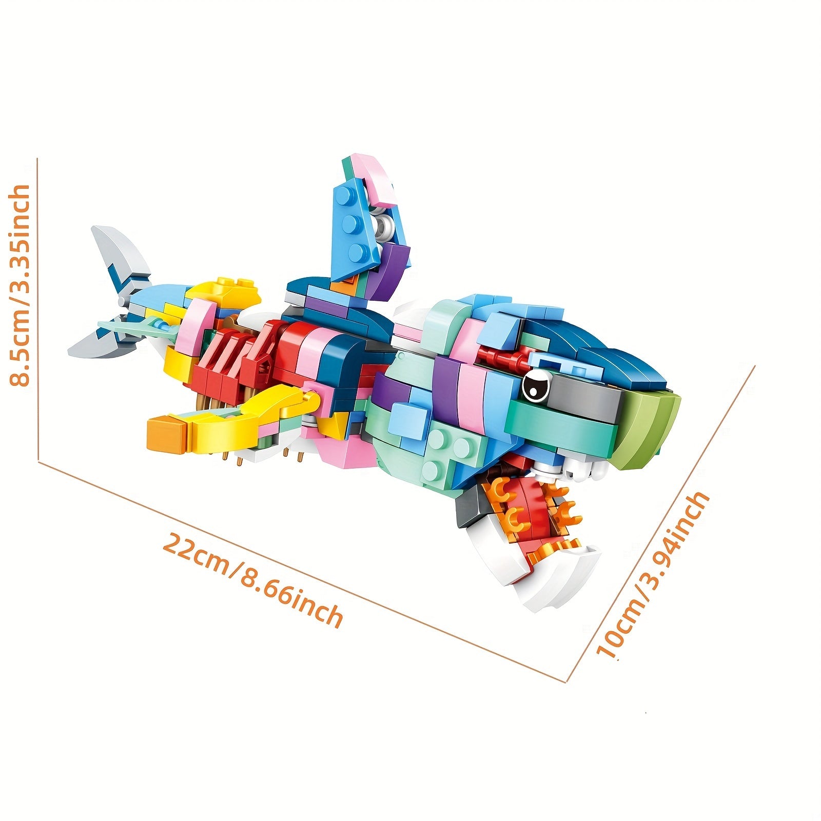 12 Ocean Animal Building Blocks Set - Playful Creatures & Giant Shark