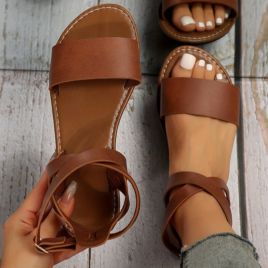 Women's Ankle Strap Sandals Open Toe Lightweight Slip On Shoes