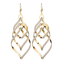 Metal Layered Swirling Geometric Earrings Long Pendant Hook Earrings