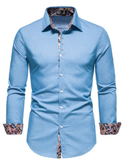 Men's Long Sleeve Denim Clash Shirt