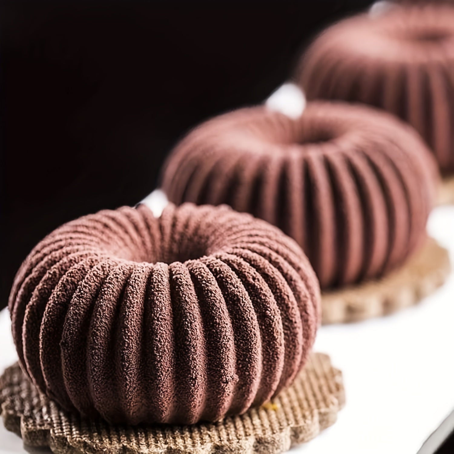 6 Cavity Silicone Mold for Baking Mousse Cake with Ribbed Detail