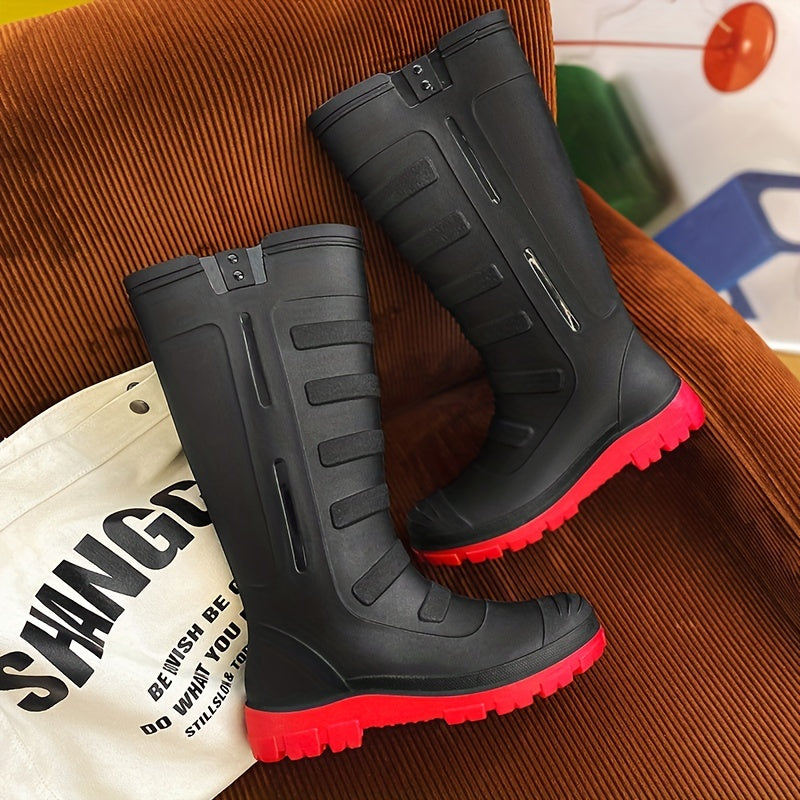Men High Top Rain Boots Wear resistant Waterproof Non slip Rain Shoes