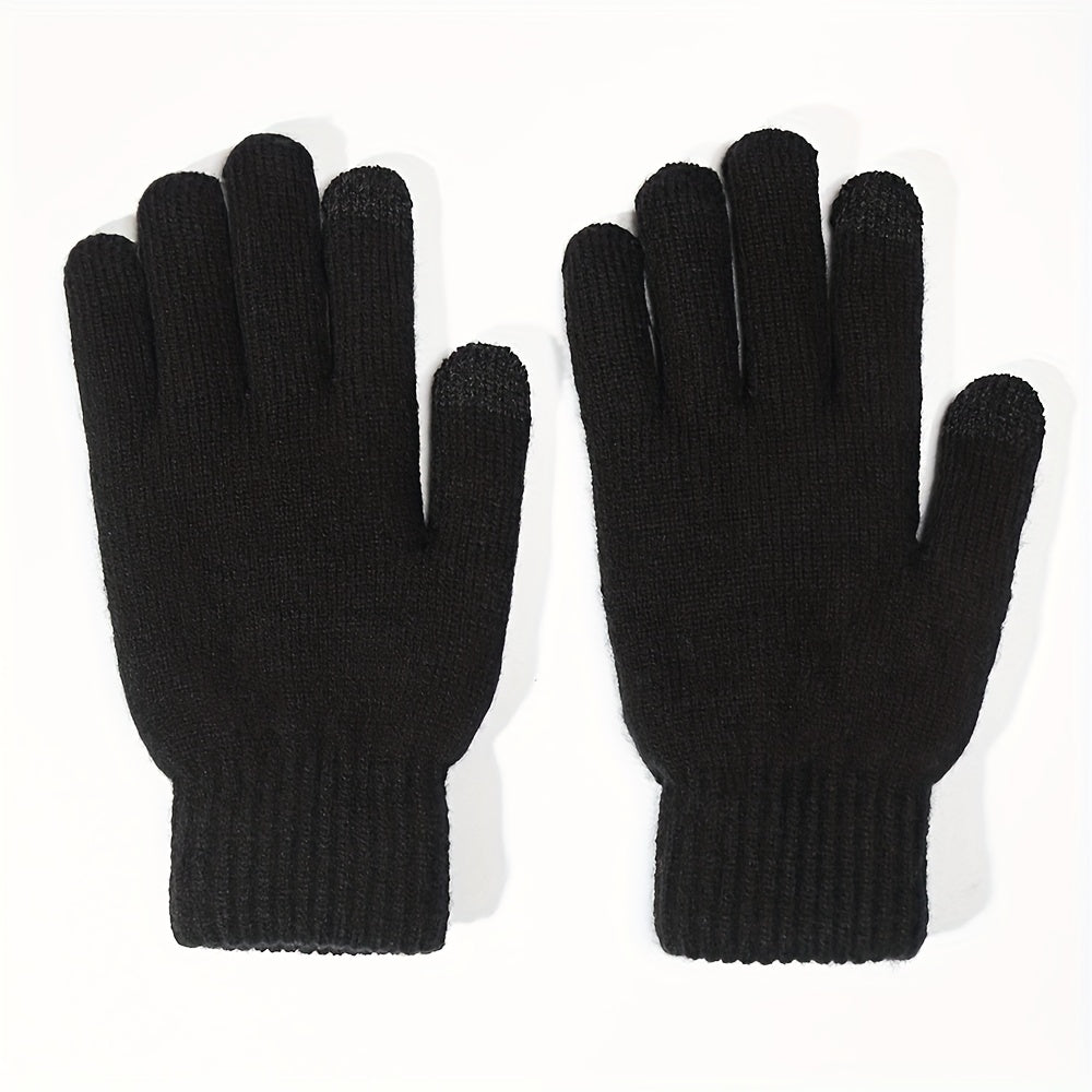 Double Layered Plush Knitted Touch Screen Gloves for Parties & Activities