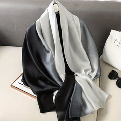 Gradient Silk Shawl Windproof Travel Scarf for Women