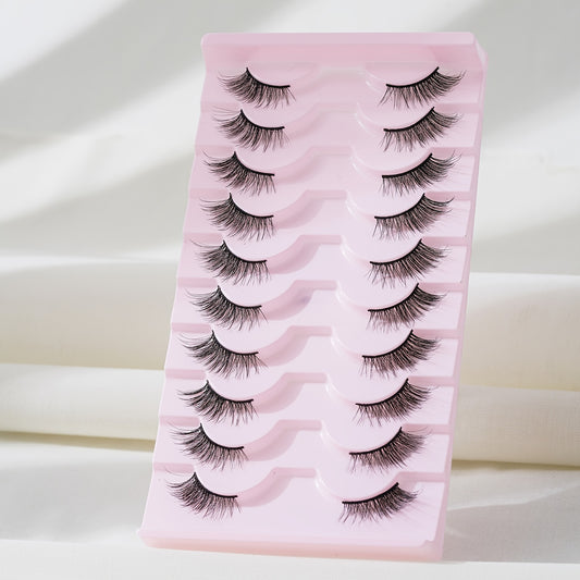 10 Pairs Half False Eyelashes Cat Eyes Look Natural Cross Lashes Eye Tail...