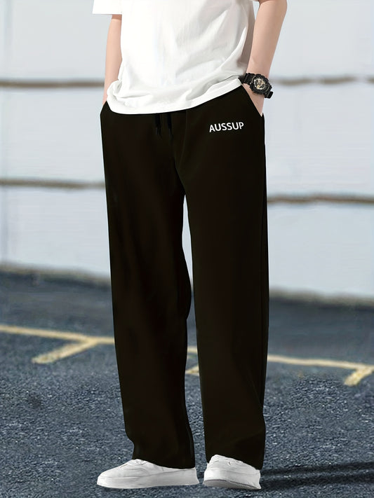 Print Drawstring Sweatpants Loose Fit Casual Pants for Men