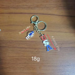 American Flag Alloy Inlaid Diamond Keychain Independence Gift