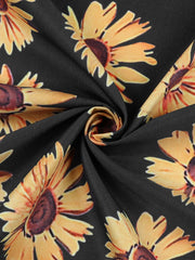 Floral Print Notched Neck Maxi Dress - Plus Size