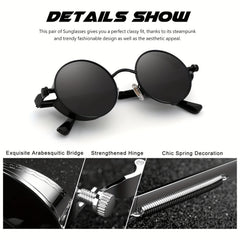 Retro Steampunk Style Sunglasses Round Metal Polarized Eyewear