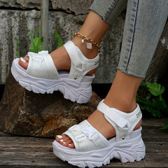 Women's Platform Sandals Hook & Loop Strap Comfort Shoes