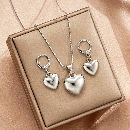 Vacation Heart Jewelry Set for Women - Necklace & Earrings