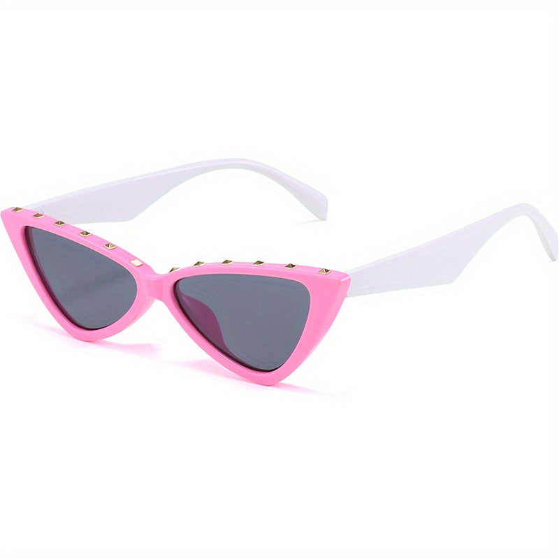 Y2K Cat Eye Sunglasses Rivet Anti Glare Glasses UV400 with Case