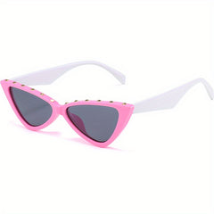 Y2K Cat Eye Sunglasses Rivet Anti Glare Glasses UV400 with Case