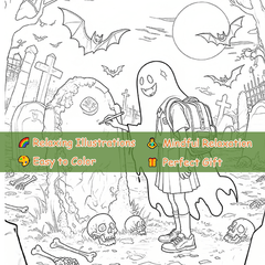 Deluxe Gothic Halloween Adult Coloring Book - Ghost Witch Horror Scene