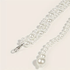 Faux Pearl Waist Chain Pendant Elastic Chain Belt Dress Girdle