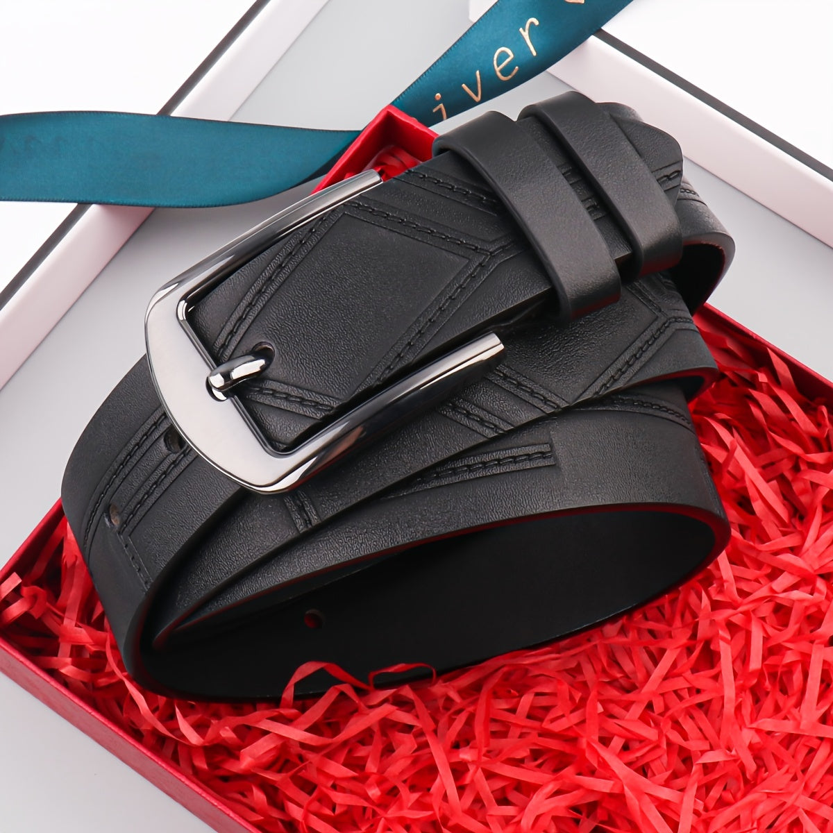 Men's Thread Alloy Needle Buckle PU Belt