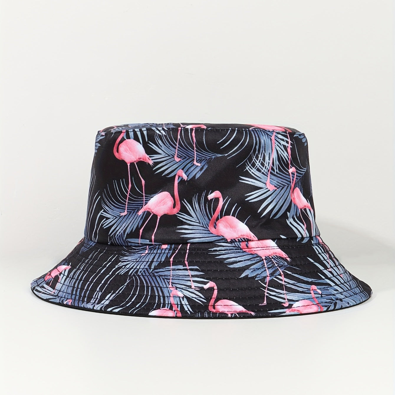 Flamingo Branch Bucket Hat Reversible Cartoon Print Basin Hat Sunscreen Fisherma