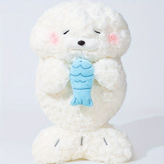 Adorable Seal Plush Doll with Fish Soft Stuffed Animal Gift
