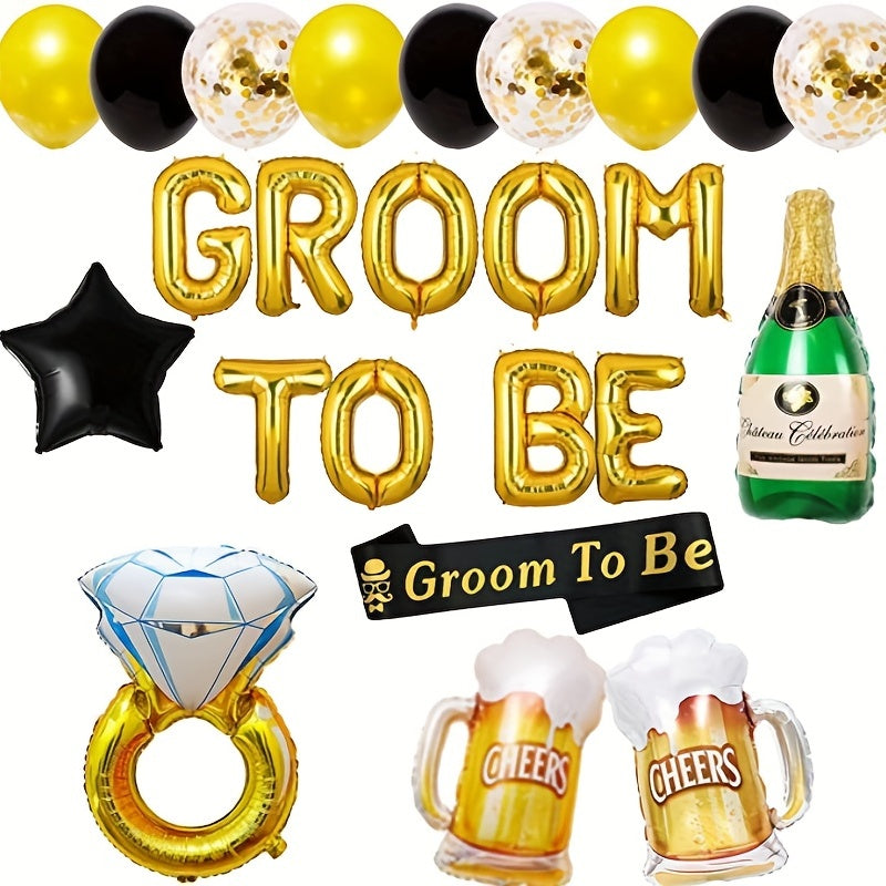 24pcs Men's Single Party Balloons Groom's Pre-wedding Decoration Set