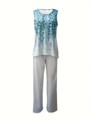 Allover Print Tank Top & Loose Pants Set