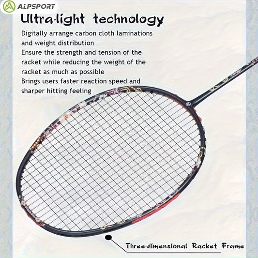 14 51KG Badminton Racket Full Carbon Racquet 2 Rackets Bag 1 Racket Box