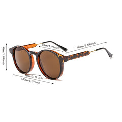 Round Frame Sunglasses Cat Eye Metal Temple Polarized UV400