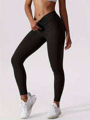 Quick Dry Cross Waist Yoga Workout Pants High Stretch Fitness Leggings