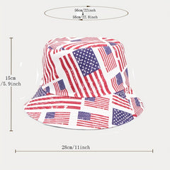 American Flag Reversible Bucket Hat Lightweight Foldable Fisherman Cap