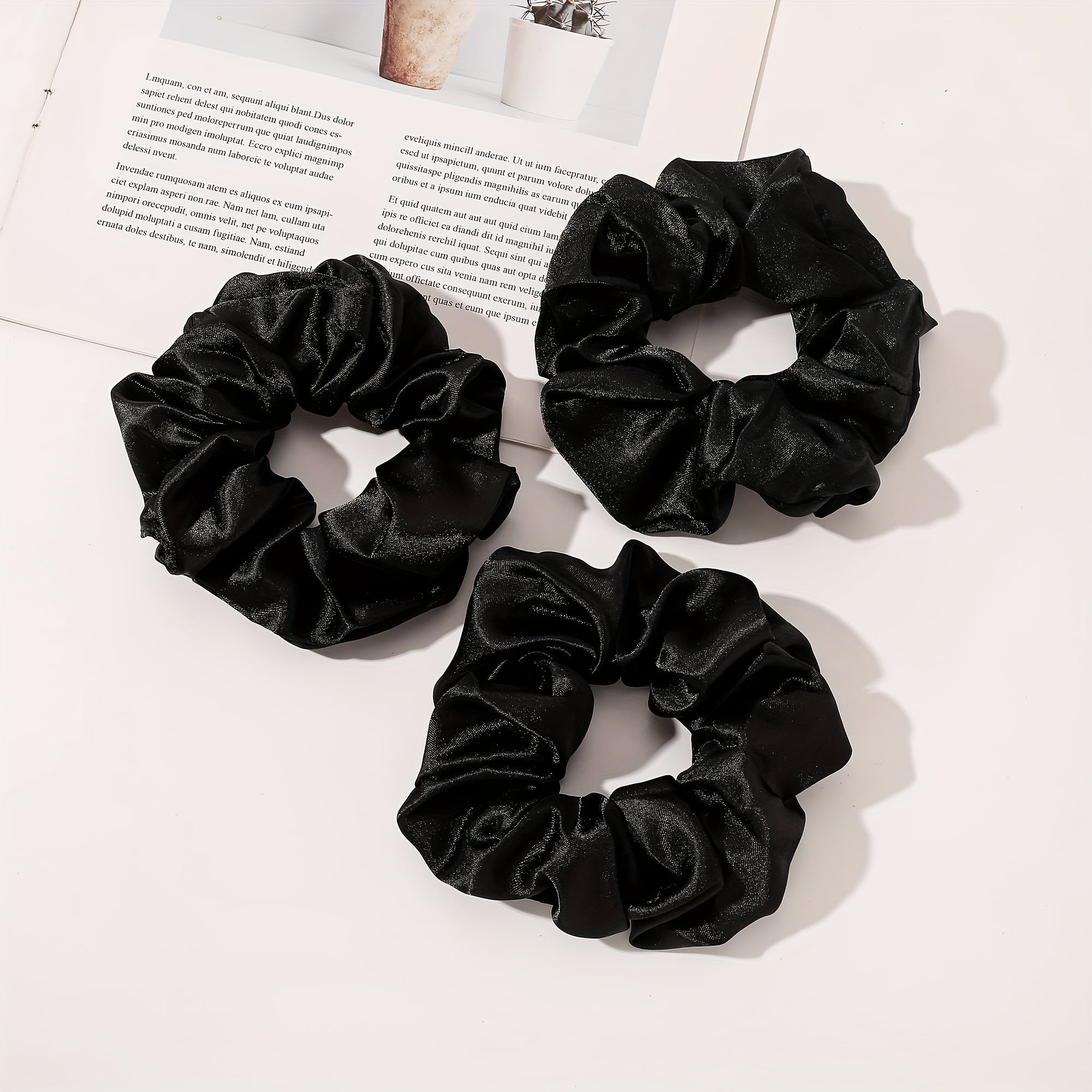 8pcs Large Satin Scrunchie Hair Tie Solid Silky Hair Rope Female Hair Accessorie